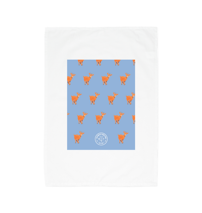 White Golden Guernsey Goat Tea Towel